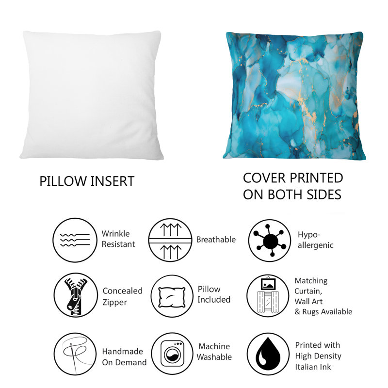 Coussin décoratif luxueux abstrait turquoise I 12 po x 20 po