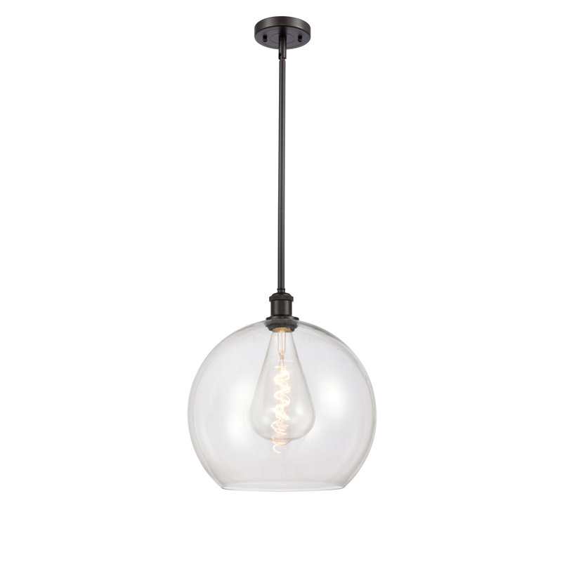 Luminaire suspendu sphère 1 lumière Cindi, H 16,38 po x l 13,75 po x P 13,75 po, Transparent, Bronze huilé