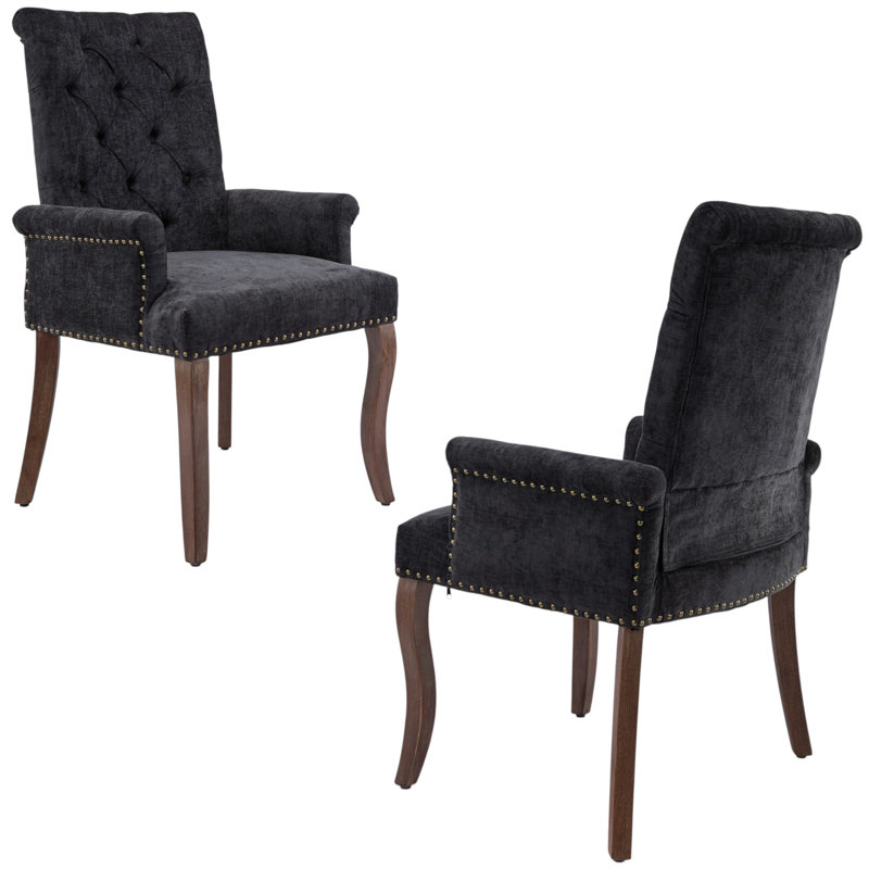 Chaises de salle à manger rembourrées Seita, 4, Noir