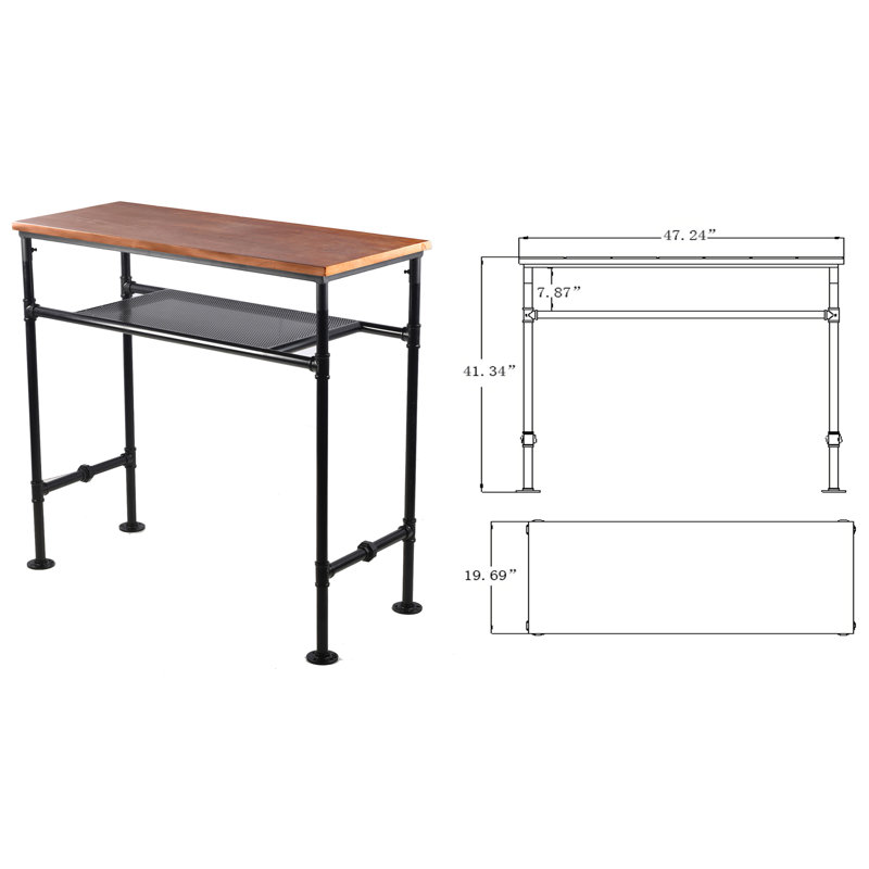 Table de salle à manger Marlean, Noir, Noir, H 41,34 po x l 19,69 po x L 47,24 po