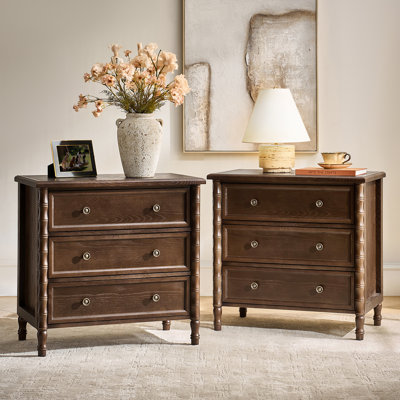 Lucious 3-Drawer Transitional 28''W Curved End Table with Charging Station and Easy Assembly 