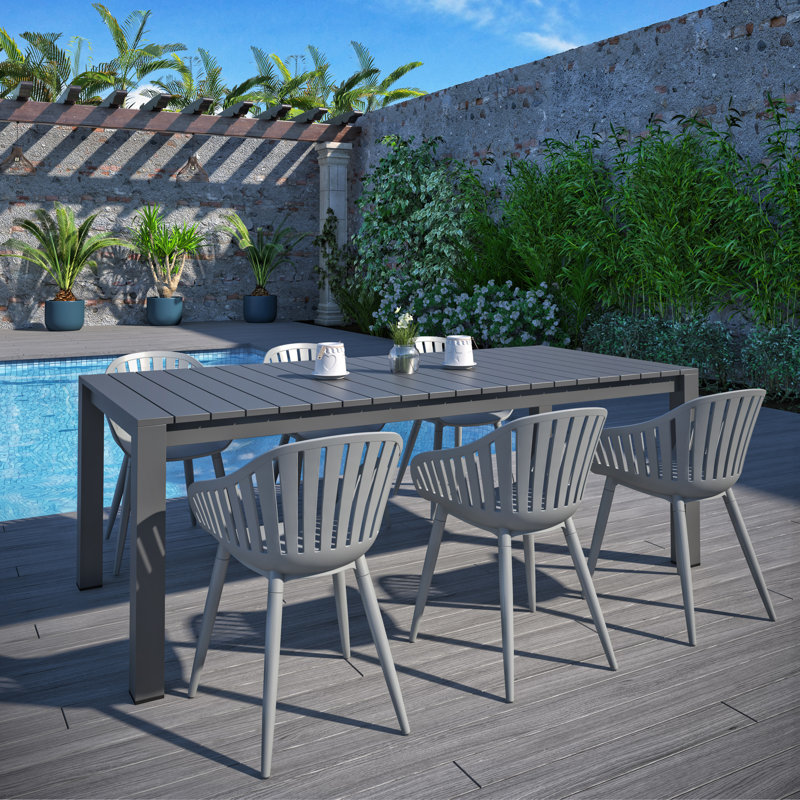 Anautica Rectangular 6 - Person 86.5" Long Dining Set, Gray
