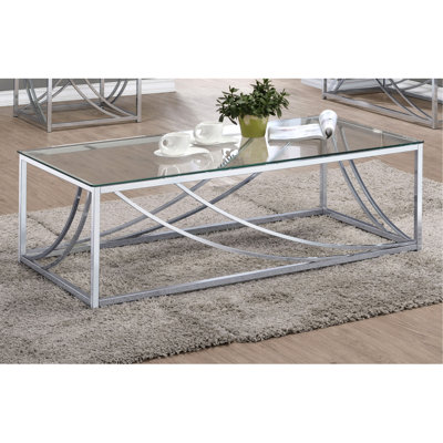 And Glass Rectangular Coffee Table With Metal Legs For Living Room - 17 In Height, 47.45 Width, 23.5 Depth, Contemporary Look, Easy Maintenance Sleek Supports Inches High, Wide, Deep, Minimalist