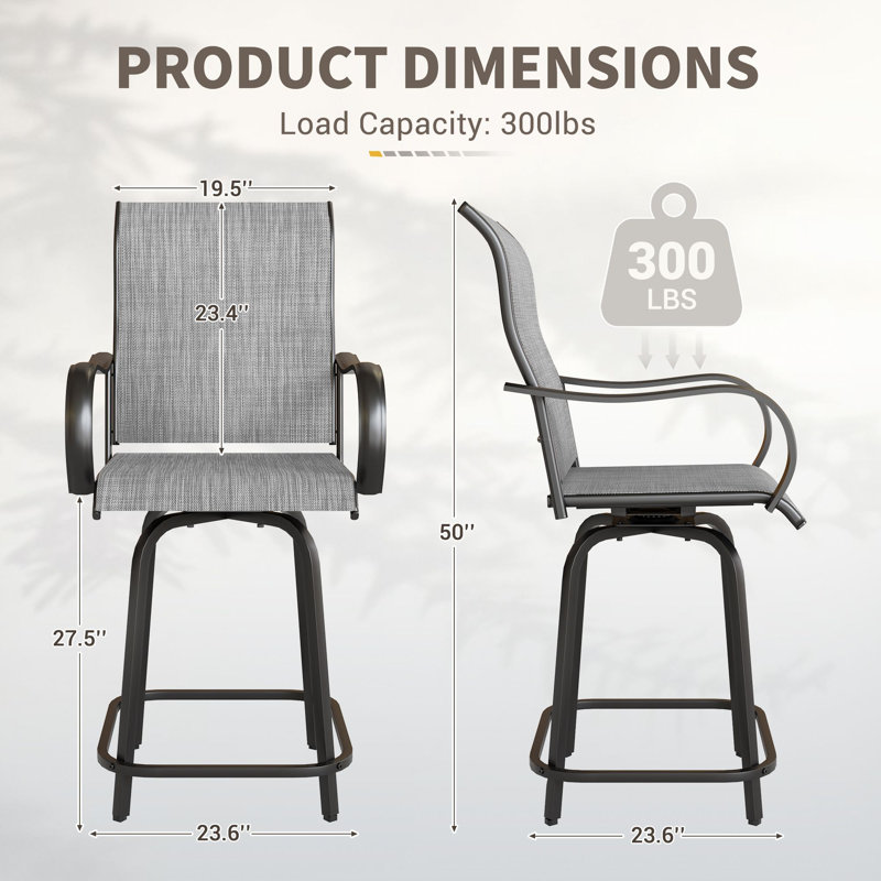 Tabourets de bar pivotants en polyester toutes saisons revêtus de PVC, 4, Gris clair