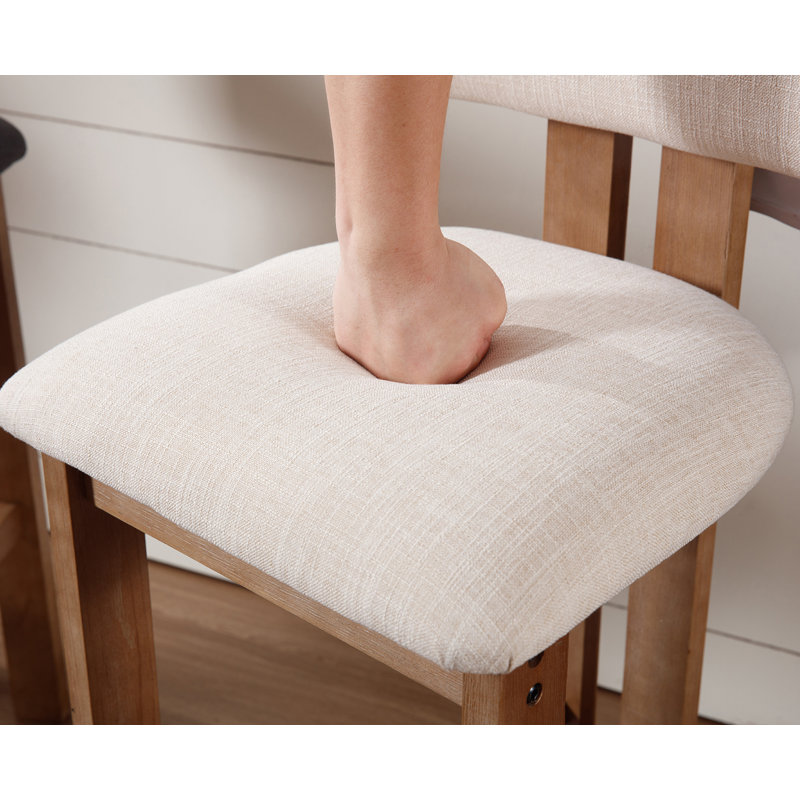 Francile Upholstered Counter Stool with Solid Wood Frame, Counter Stool 26", Beige