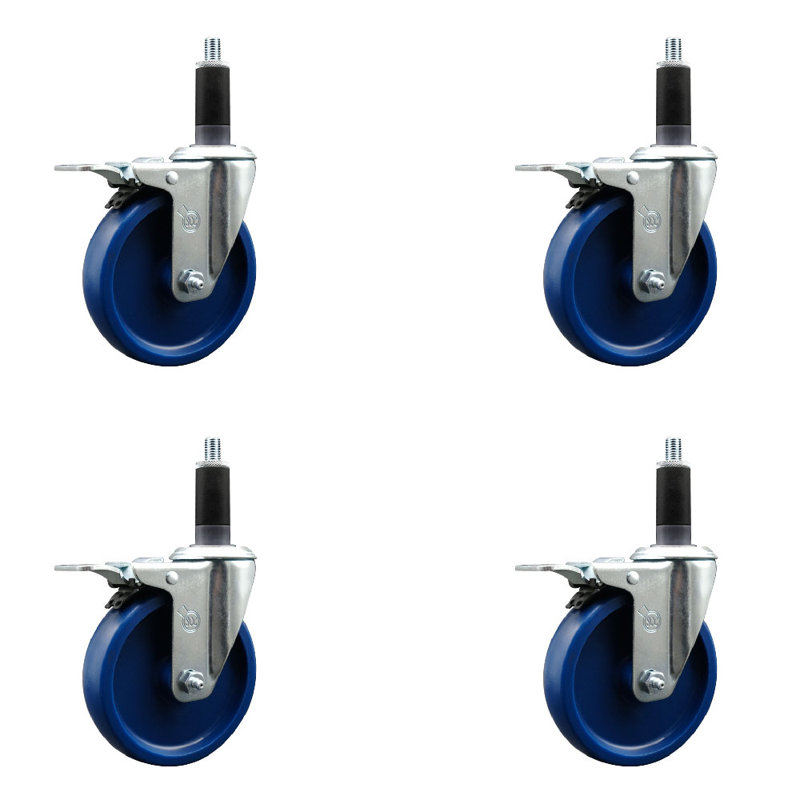 Ensemble de roulettes extensibles en poly 5 po pivotant de 1/8 po