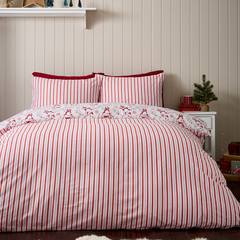 Christmas Santas Reversible Duvet Cover Set, Single Bed (135 x 200 cm)