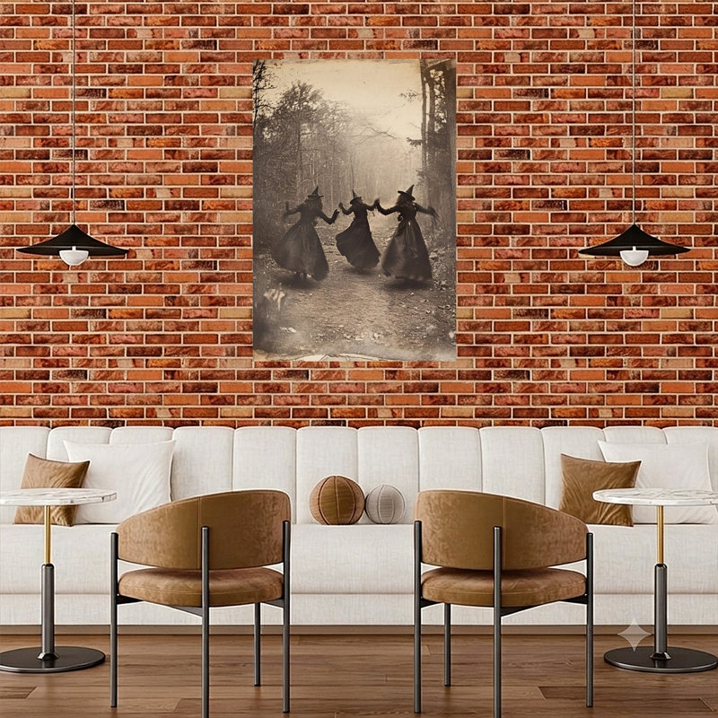 " Witches Forest Dance Gothic Mystical Vintage Forest Landscape Wall Art Print " Print, 48" H x 32" W