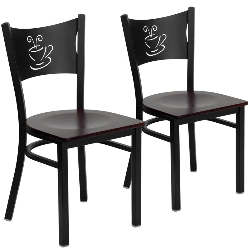 Penaloza Coffee Back Metal Restaurant Chair, Mahogany