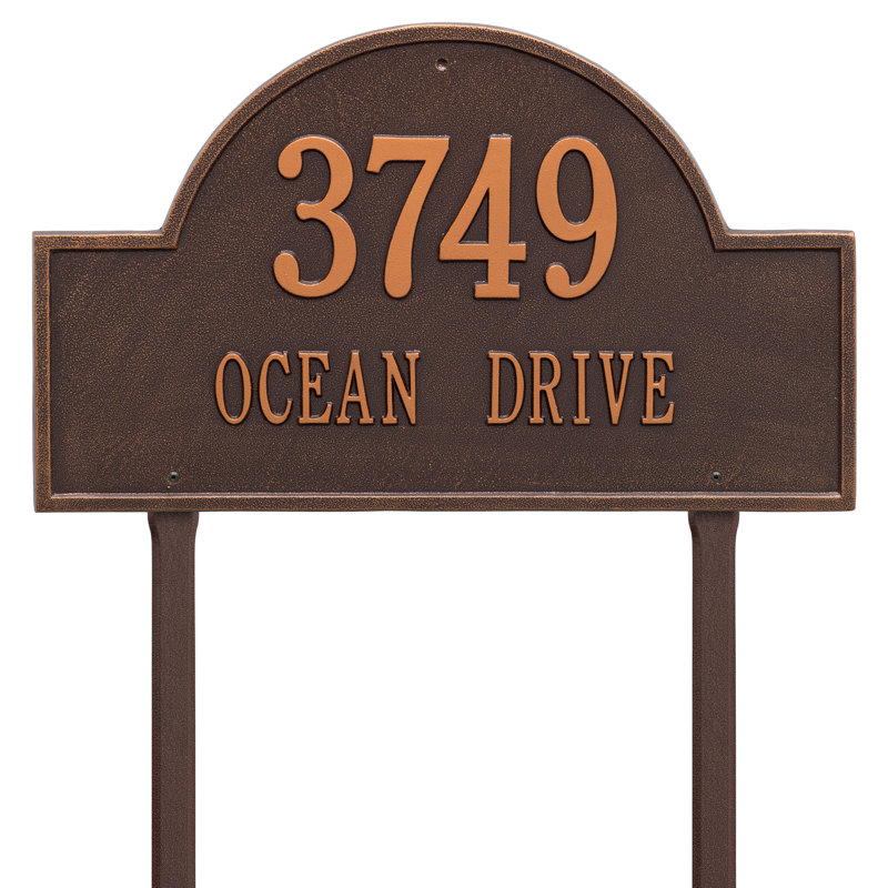 Plaque d'adresse sur 2 lignes pour pelouse, Cuivre antique, Oui