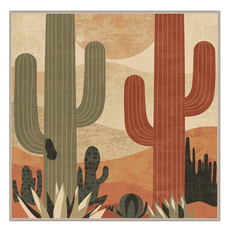 Tapis moelleux et moelleux au look rustique et moderne de style cactus brun et beige, 8' Square