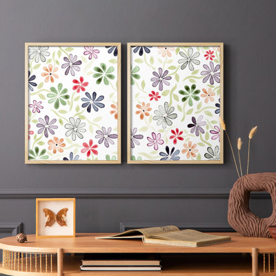 «Faded Flowers I», reproduction encadrée de qualité supérieure - prête à être accrochée - aucun clou requis - aucun clou requis