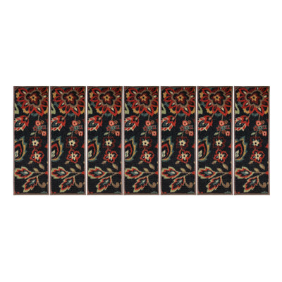 Tapis d'escalier à motif floral sur mesure antidérapants et lavables à la machine