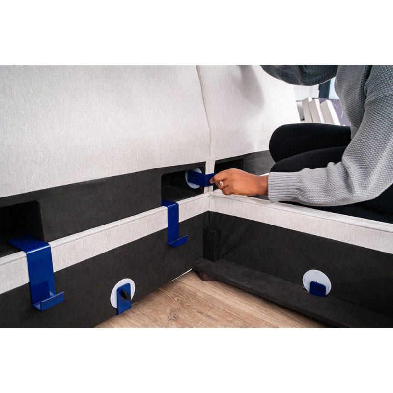 Flex 31" Wide Square Storage Ottoman, Light Gray Polyester Blend