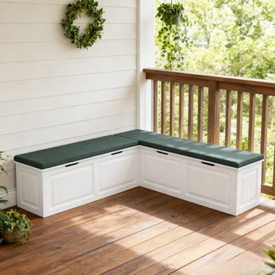 Outdoor Corner Storage Bench With Seat Pad by August Grove