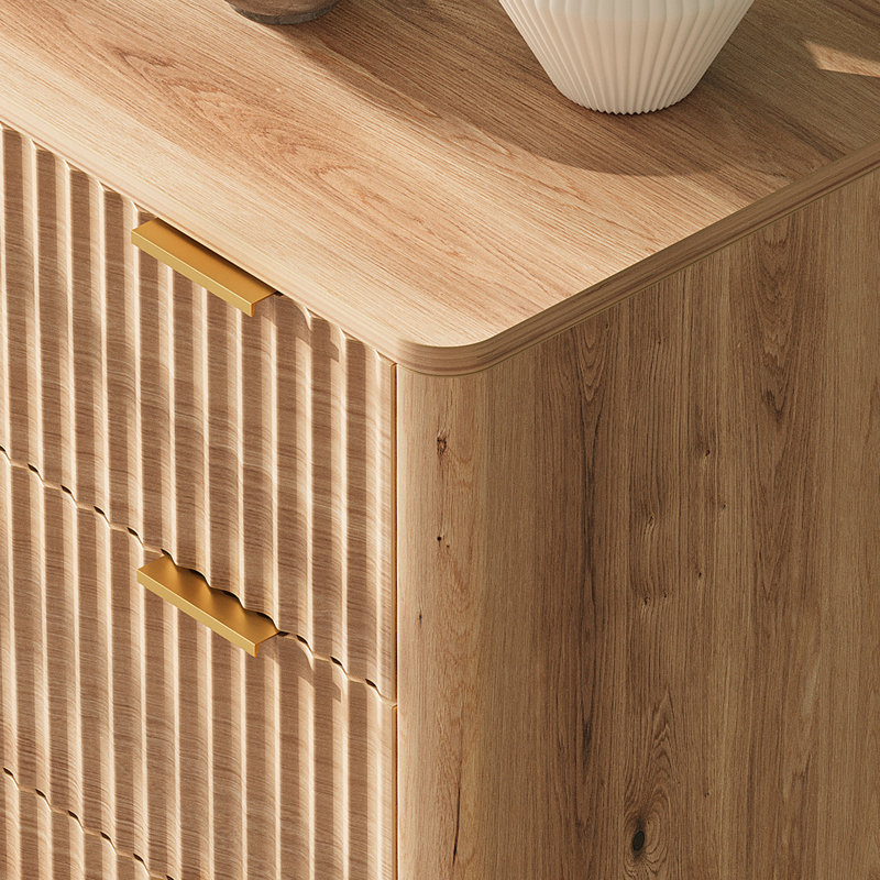 Commode 5 tiroirs Donati, commode en bois, Naturel