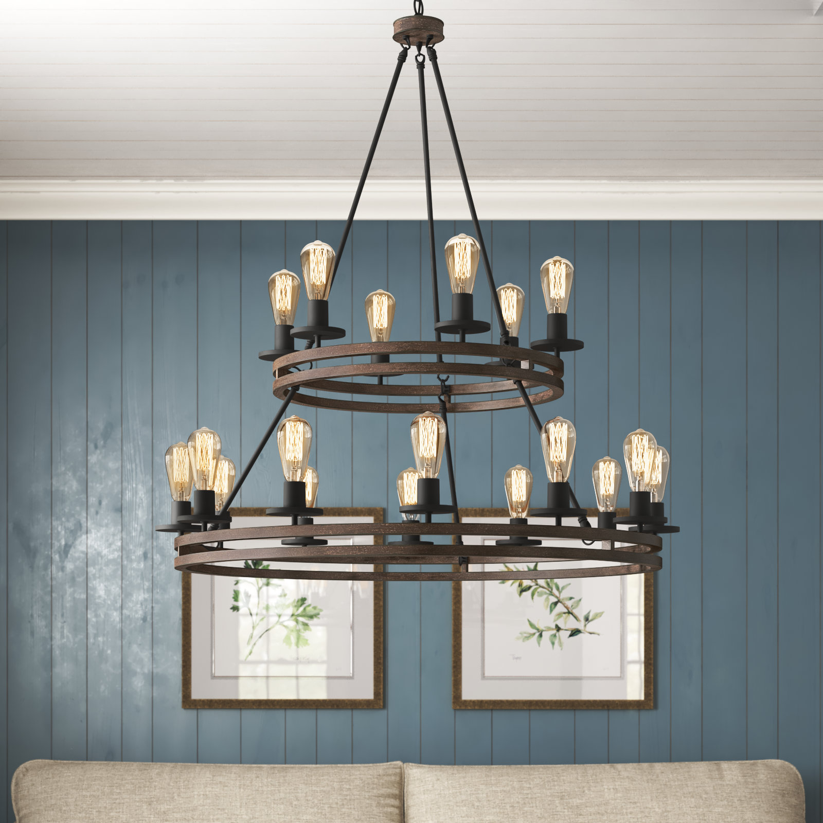 Laurel Foundry Modern Farmhouse® Lustre en roue de chariot à 18 ...