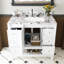 Ensemble de meuble-lavabo moderne 37 "avec plateau blanc, armoire de salle de bain multifonctionnelle avec portes et tiroir, avec 3 tiroirs et une armoire de rangement, structure solide et panneau de fibres à densité moyenne (trois trous de robinet)-322656887