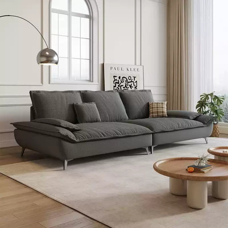 Canapé de loisirs moderne en tissu simple, Gris, 2, H 38,6 po x l 110,2 po x P 37,4 po