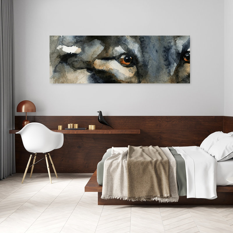 Art mural loup sauvage, H 60 po x l 20 po
