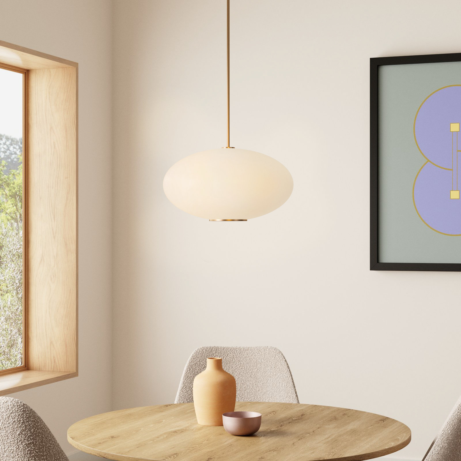 Illusion Dimmable Single Light Pendant, Aged Brass, 2700K