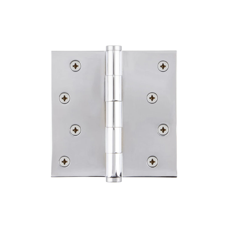 4'' x 4'' Brass Butt Bearing Hinge, Bright Chrome
