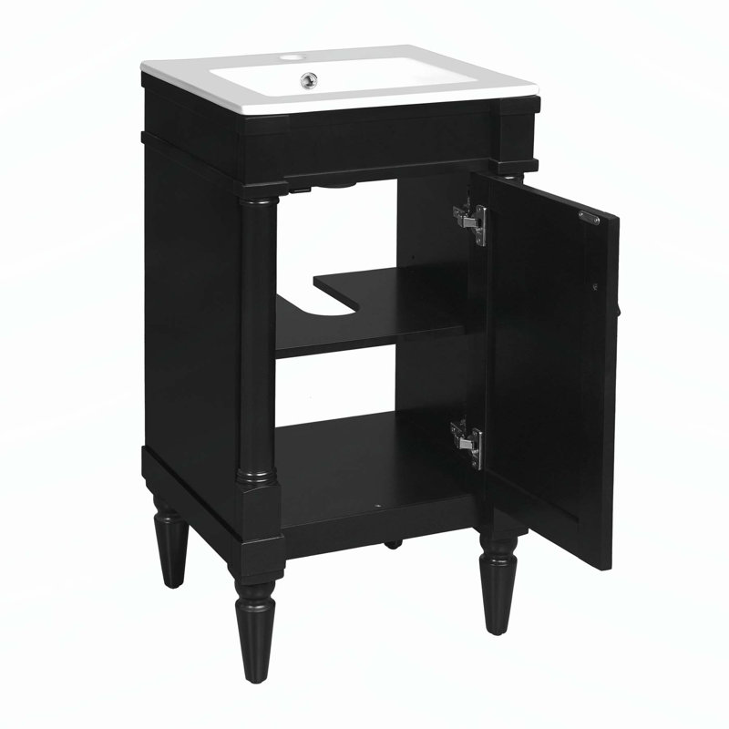 Meuble-lavabo compact et élégant avec rangement polyvalent et fabrication durable, Noir