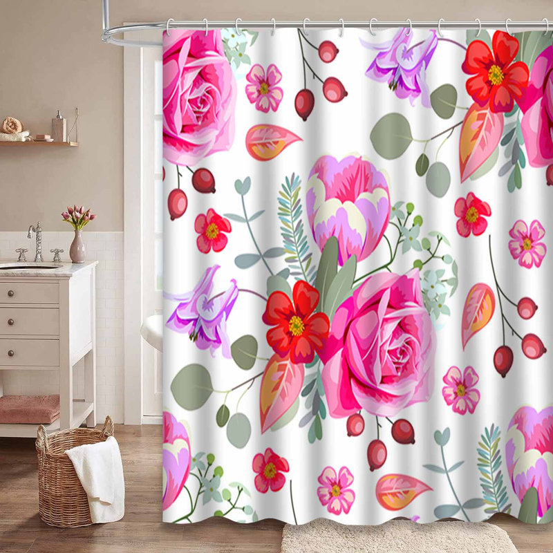 Rideau de douche imperméable avec 12 crochets Eucalyptus BouquetLush, L 72 po x l 72 po