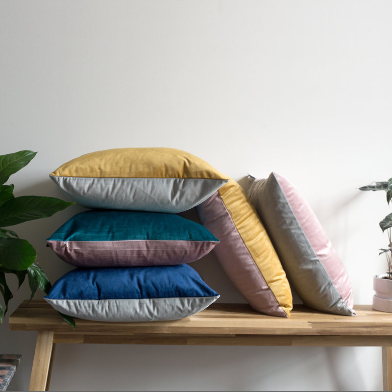 Square Throw Pillow Cover, Navy Blue/Grey