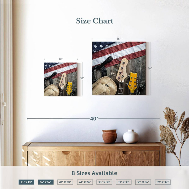 Abarca USA Country Music, H 16 po x l 16 po