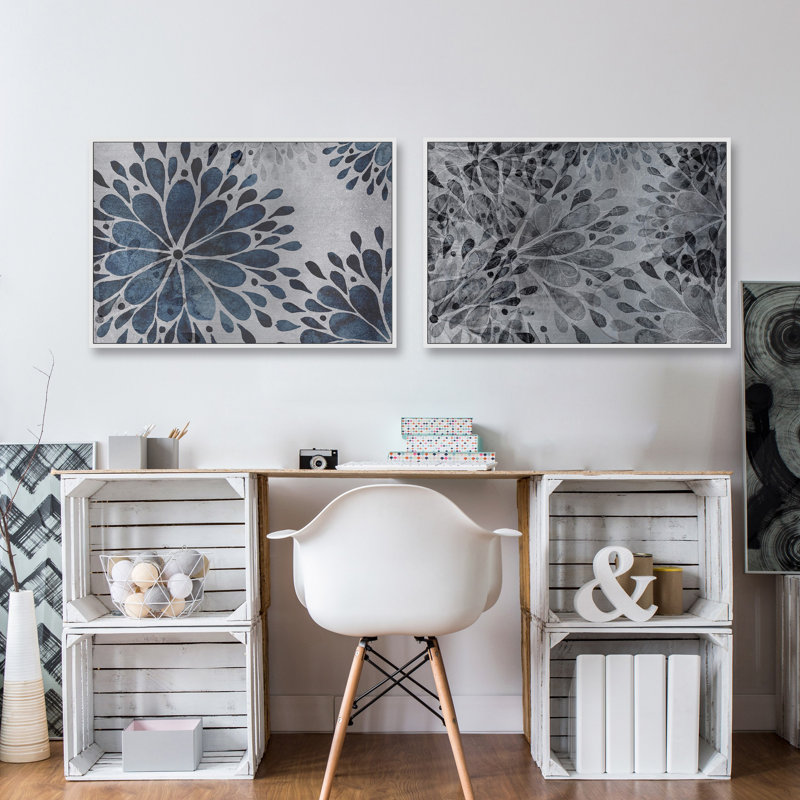 Diptych de pétales de pétale, H 30 po x l 45 po x P 1,5 po