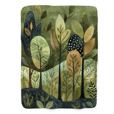 Woodland Magic - 1 Piece Premium Sherpa Blanket Throw Blanket