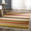 Tapis rayé en laine / coton tissé à la main Cohen Kilim - rouge / jaune / vert-38055052