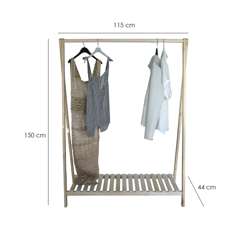 Handmade Modern Hall Stand, Pine Color, 45.3 x 59.1 x 17.3 Inches | 100% Pine Wood with Flat Varnish Finish | Rustic Scandinavian Design, Perfect for Entryway Organization & Stylish Home Decor