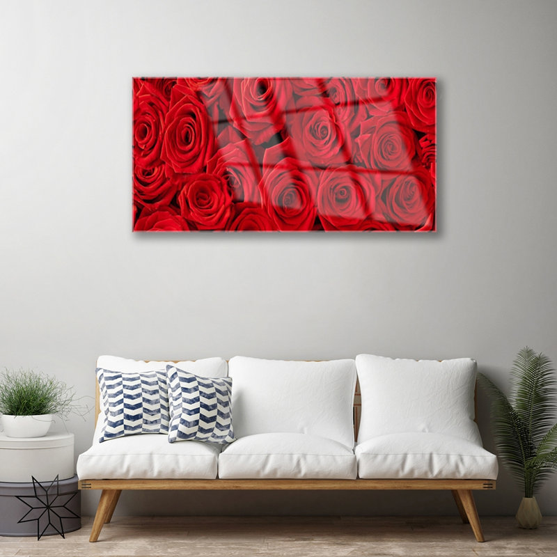 Floral Roses 1 Piece Wall Art on Glass