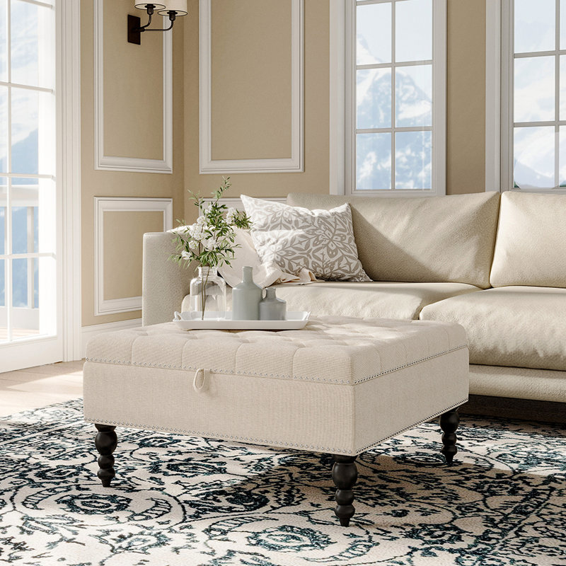 Strohl 85cm Wide Ottoman with Storage, Beige
