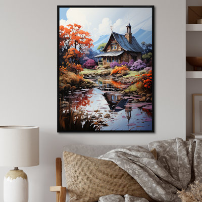 Fall Retreat Cottage Landscape 4 - Art mural paysage