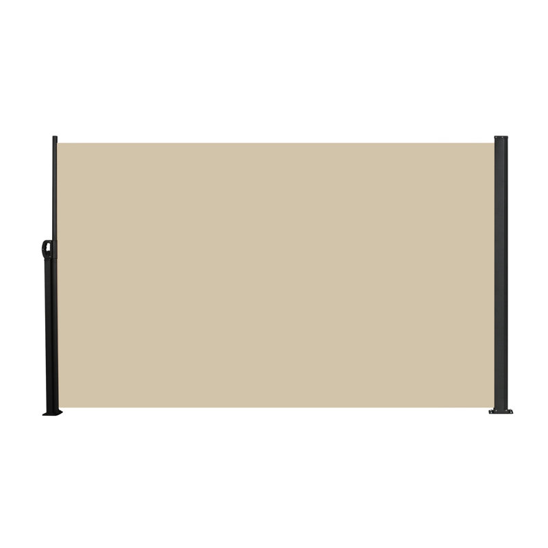 Auvent latéral 138 po x 71 po, beige, rétractable manuellement, imperméable, idéal pour le porche - matériau, métal rétractable gris rouille, protection, écran d'intimité intérieur et extérieur, structure rouille