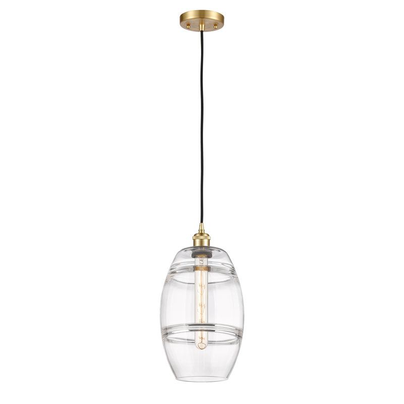 Luminaire suspendu à 1 lumière Ballston Bettylou, H 9,88 po x l 8 po x P 8 po, Transparent, Or satiné