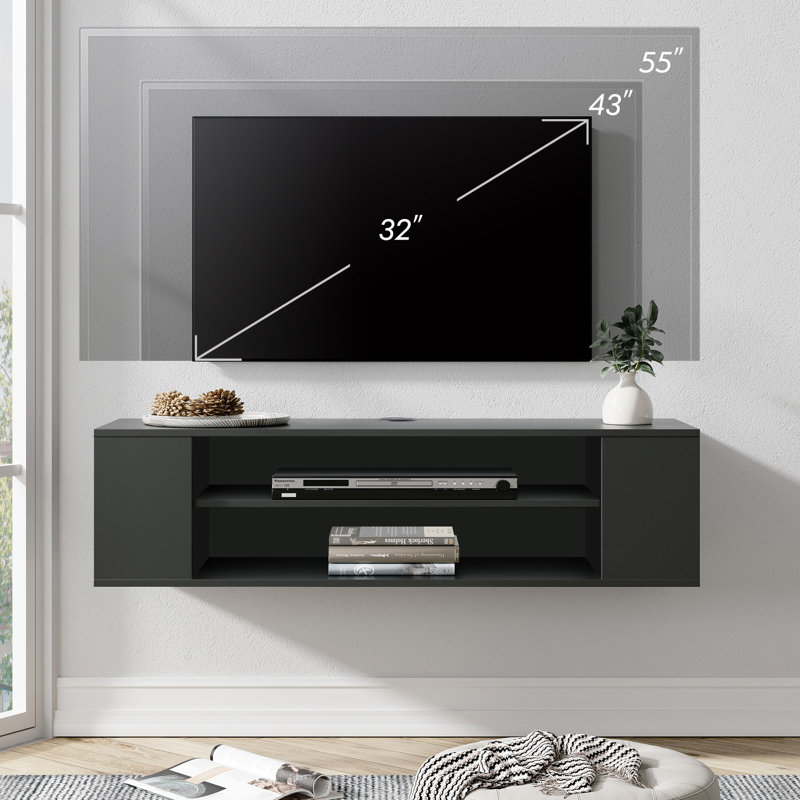 Meuble télé flottant pour téléviseur de 43 po ou moins Marcie, Noir/jaune