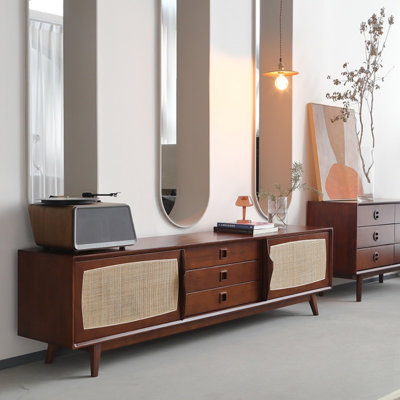 Meuble télé simple et rétro en bois massif