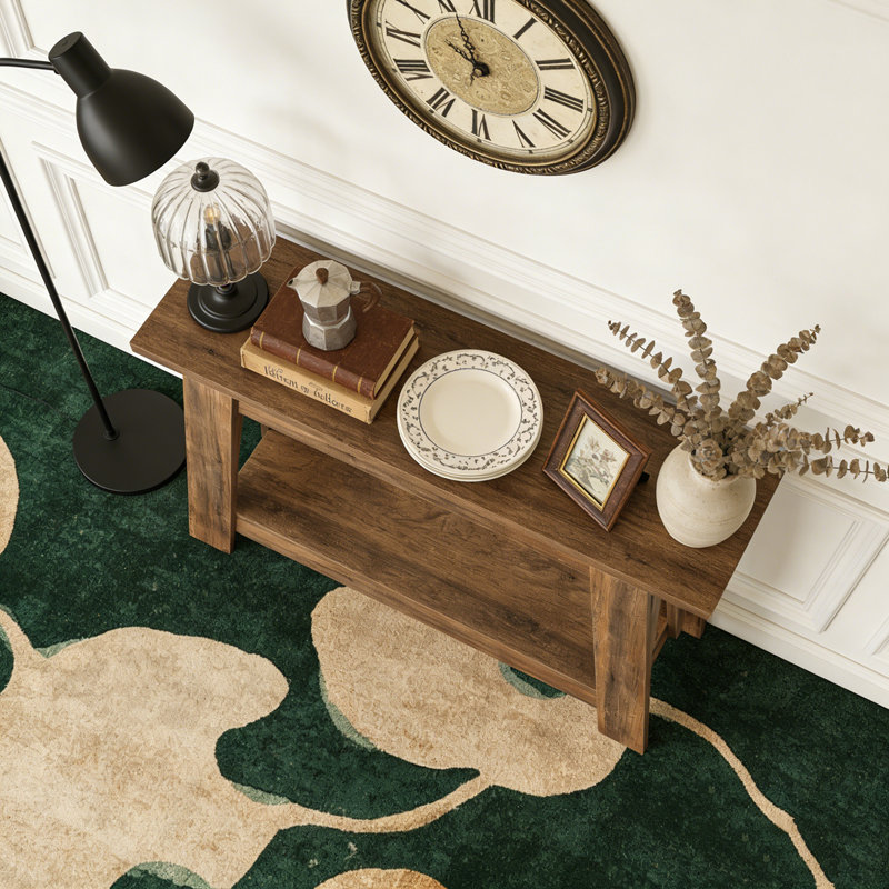 2-Tier Farmhouse Console Table Sofa Entryway Table with Storage