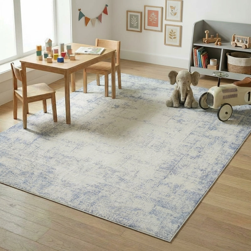 Machine Washable Geometric Abstract Performance Waterproof Rug, Rectangle 5'3" x 7'
