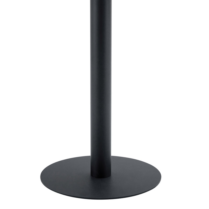 Table de salle à manger 31,5 "à grain de bois rond avec texture annulaire et base en métal noir