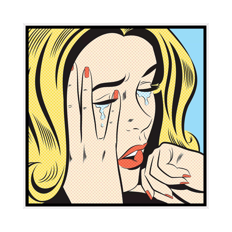 Crying Woman by Joseph McDermott - Print on Canvas, 93.98 cm H x 93.98 cm W, White Framed
