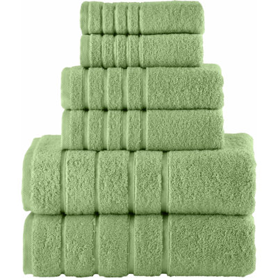 Elegant Comfort 4 Lines Viscose Stripe 6-Piece Premium Towel Set - 100% Turkish Cotton High Absorbent Luxury Bathroom Towels – Includes 2 Washcloths, 2 Hand Towels And 2 Bath Towels Set