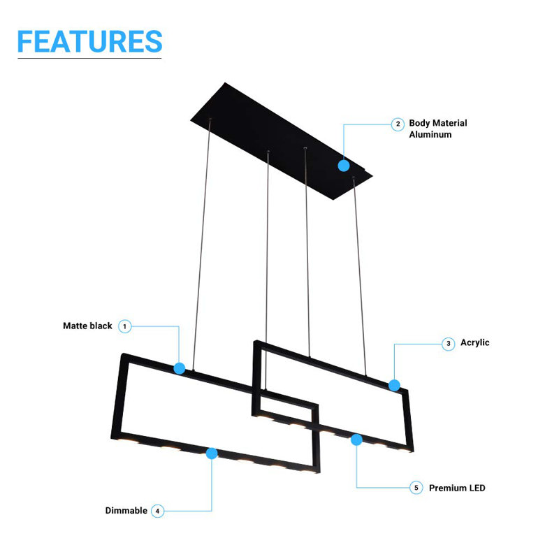 Luminaire suspendu à 2 lumières DEL