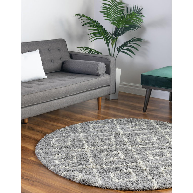 Tapis à poils longs gris Foundry Select, Rond 6 pi