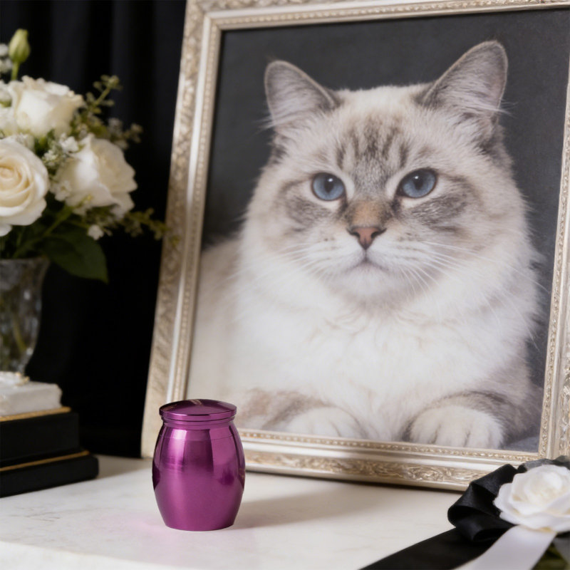 Mini Sealed Pet Cremation Urn, Purple, Purple