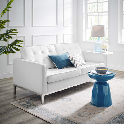 Causeuse en cuir végétalien capitonnée Loft